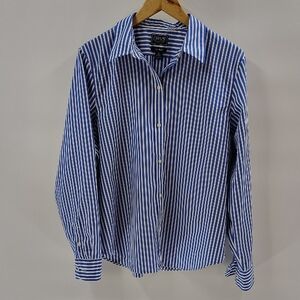 CHAPS Classic Button Up Size XL Blue White Stripe